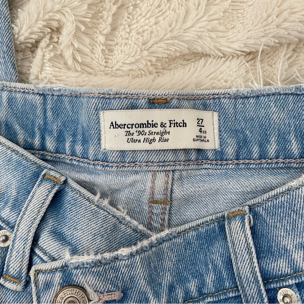 Abercrombie & Fitch 90s Straight Ultra High Rise jeans criss-cross waist Sz 27/4 - Picture 8 of 8